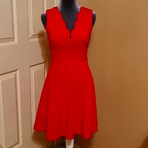 NWT Little Red Dress Scalloped V Neck